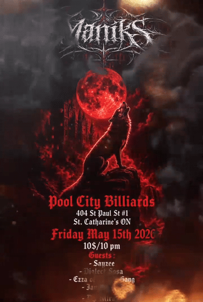 MAY 15TH POOL CITY BILLIARDS 10P.M $10 AT THE DOOR