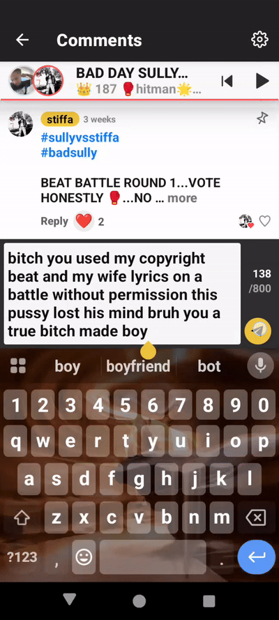 this pussy used my best and my wife's lyrics to win a battle no permission real shady dude stiffa 